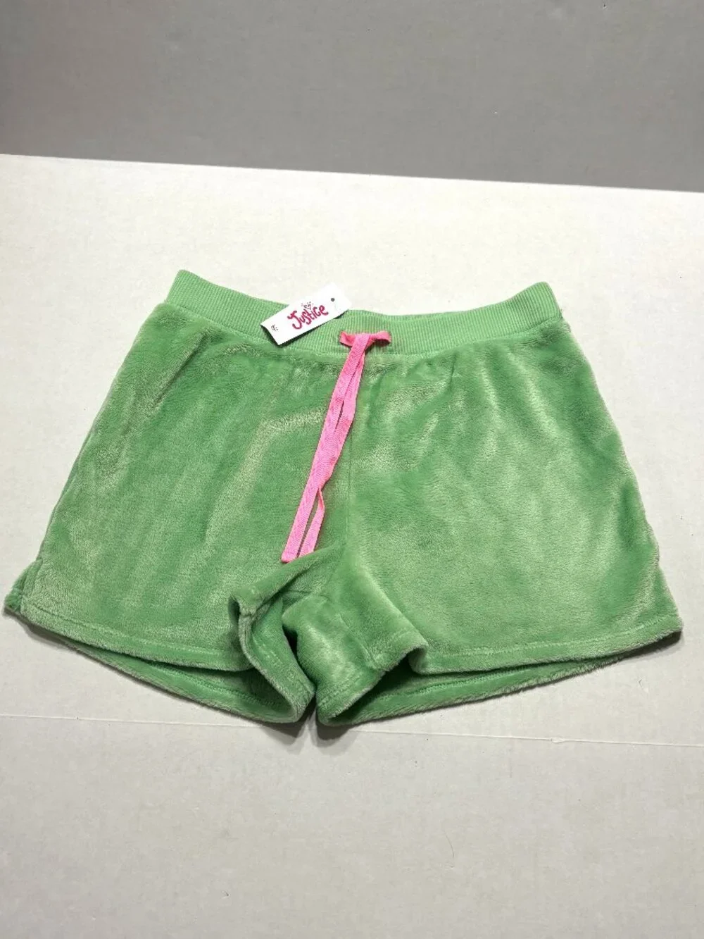 NWT Justice Girls Green Velour Lounge Shorts Size 14/16